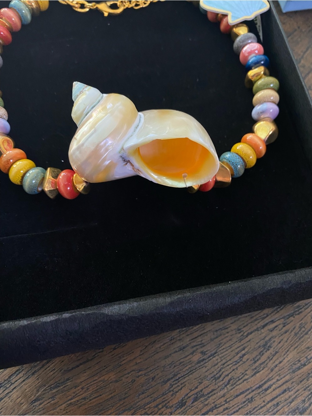 Piper Colorful Beaded Necklace with Natural Shell Pendant - Picture 2 of 2